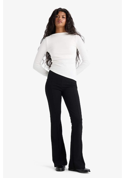 Defacto Flare Fit Yüksek Bel İspanyol Paça Uzun Krep Pantolon F9166ax25wnbk81 Siyah