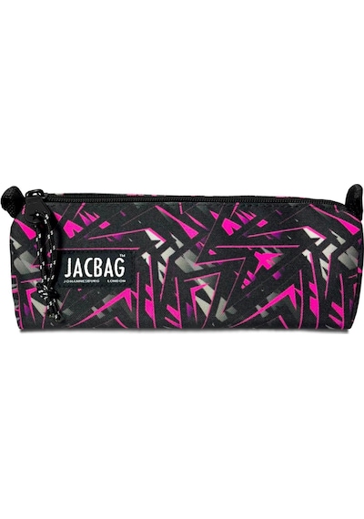 Jacbag Pembe Geometrik Kız Çocuk Tek Bölmeli Üçgen Okul ve Ofis Kalem Kutusu Çok Renkli