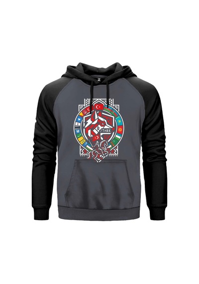 Kırmızı Bayraklı Kalkan Amblem Bozkurt Baskılı Kırmızı Renk Reglan Kol Sweatshirt Kapşonlu Kırmızı Bayraklı Kalkan Amblem Bozkurt Baskılı Kırmızı Renk Reglan Kol Sweatshirt Kapşonlu