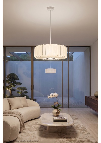 Dizayn İskandinav Modern Beyaz Yassı Dilimli Sarkıt - Salon,mutfak,antre,yatak Odası Dekoratif Aydınlatma Beyaz Beyaz