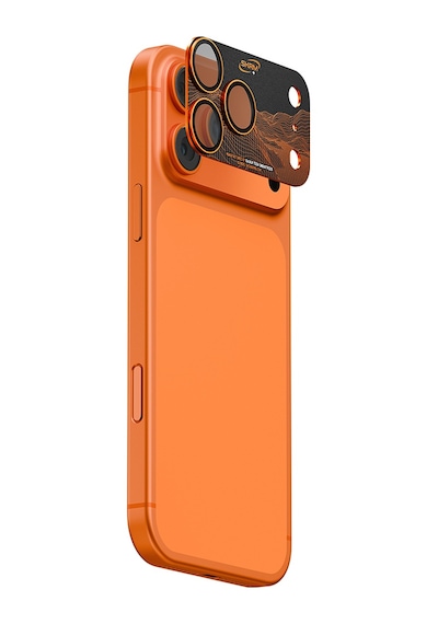 Apple Uyumlu   iPhone 17 Pro Max Skinarma Sonix Serisi Alüminyum Kaplamalı Kamera Lens Koruyucu Turuncu