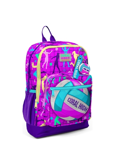 Coral High Kids Pembe Mor Voleybol Desenli Okul Sırt Çantası 23761
