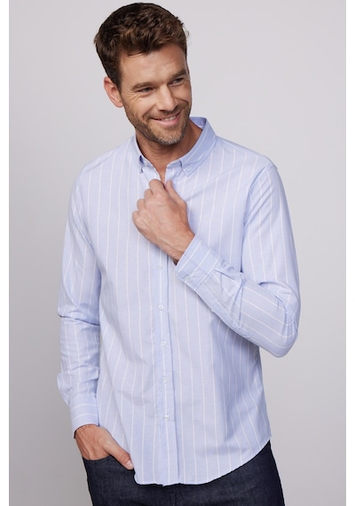 Tudors Slim Fit Uzun Kol Çizgili Yaka Düğmeli Erkek Gömlek-28524-multi Çok Renkli