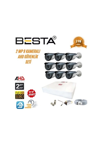 2mp Ahd 1080p Gece Görüşlü 9 Kameralı Güvenlik Sistemi