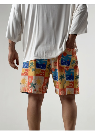 Cocopelli Summer Vibes Patchwork Gabardin Erkek Şort Coc3284 Desenli