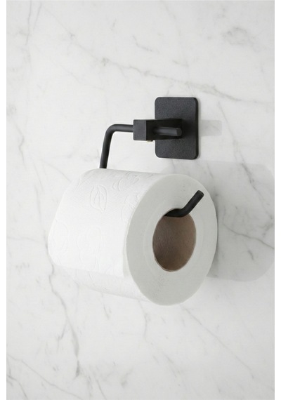 Kare Yapışkanlı Set Yuvarlak Havluluk Wc Tuvalet Kağıtlık Tekli Askılık Siyah Siyah Diğer