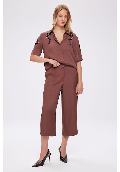Faik Sönmez Kemeri Lastikli Cep Detaylı Rayon Viskon Capri S26cpr008 Us26cpr00883 Koyu Kahve