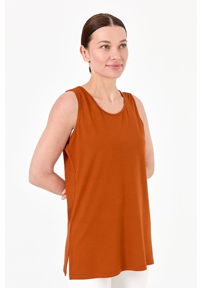 Kadın Askılı Penye T-shirt Taba Taba