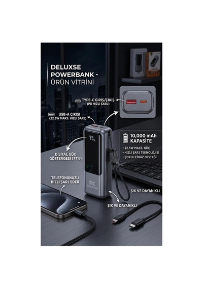 Powerbank 10000 Siyah