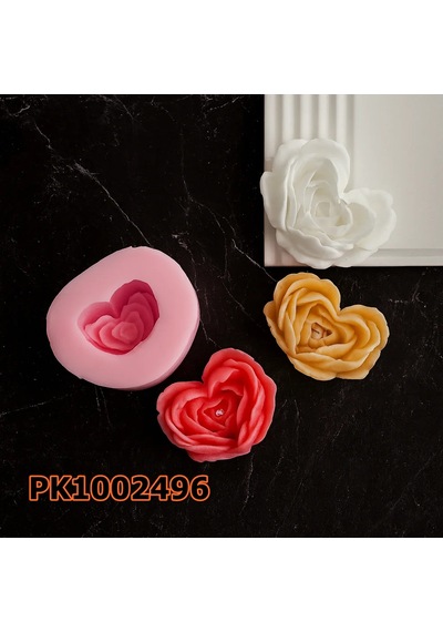 Pk1002496 - Silikon Kalıp Mum Kalıbı Kalp Gül