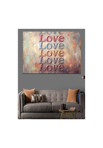 Love Yazılı Modern Tipografi Tablosu Yağlı Boya Dokulu Kanvas Tablo Canvas Tablosu