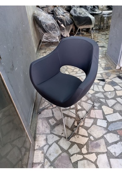 Bintaşmobilya Viva Antrasit Gri Deri Ofis Bekleme Koltuğu
