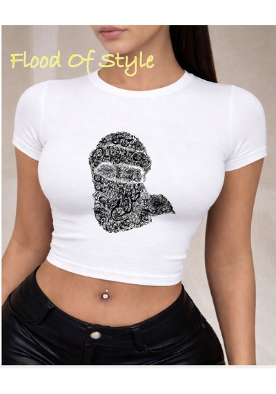 Flood Of Style Beyaz Babby Tee Kafa Şal Desen Özel Tasarım