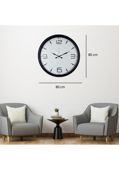 Siyah Prime Büyük Boy 80 Cm Metal Duvar Saati
