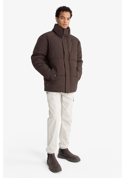 Defacto Su İtici Regular Fit Dik Yaka İç Cepli Fermuarlı Cepli Mont F5711ax25wnbn338 Kahve-bn338