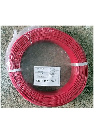 0.75Mm Cca Kırmızı Nyaf Elektrik Kablosu Top 100 Metre