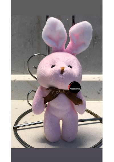 Sevimli Tavşan Peluş Oyuncak Anahtarlık Uyku Arkadaşı Hediyelik 12 Cm PEMBE
