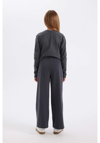 DeFacto Kız Çocuk Wide Leg Geniş Bol Paça Beli Lastikli Eşofman Altı C9674A824AUAR31 Antrasit