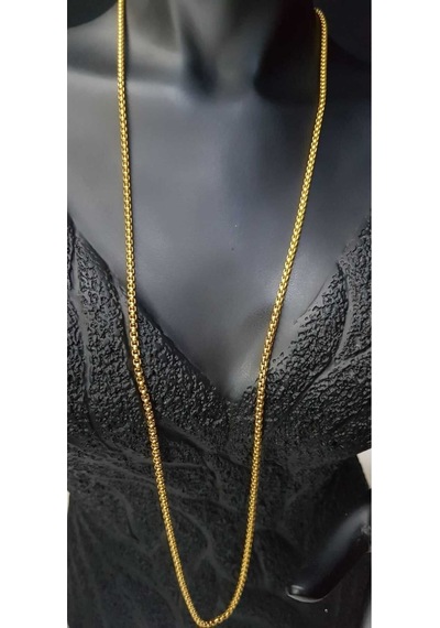 80 Cm Uzunluk Unisex Vip Çelik Arnavut Zinciri Model Sarı Renk Kolye Sarı