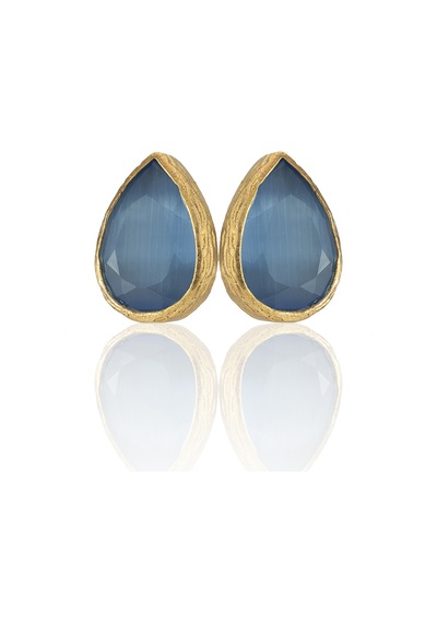 Kadir Jewellery 22 Ayar Altın Kaplama Kadın Minimal Küpe -el İşçiliği Ve Hipoalerjenik Küpe Buz Mavisi 03357131