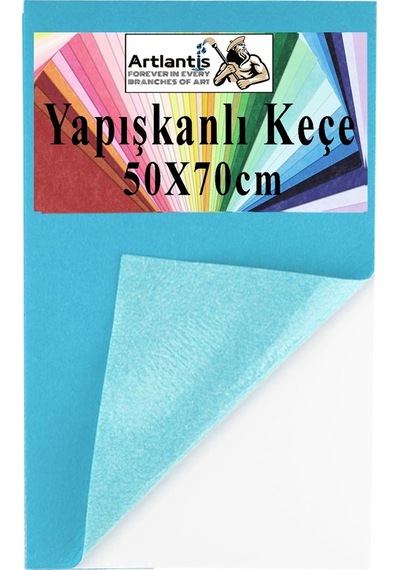 Yapışkanlı Keçe 50x70 Cm 1 Adet 2.0 Mm Kendinden Yapışkanlı Renkli Hobi Keçesi Elişi Keçe Kumaşı Anasınıfı Kreş Etkinlik Açık Mavi