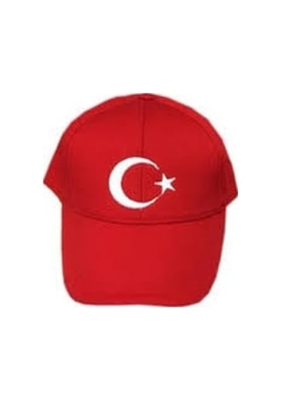 Çocuk Bayrak Şapka Ünisex 54 Cm Ayyıldızlı Şapka Ayarlanabilir Kırmızı