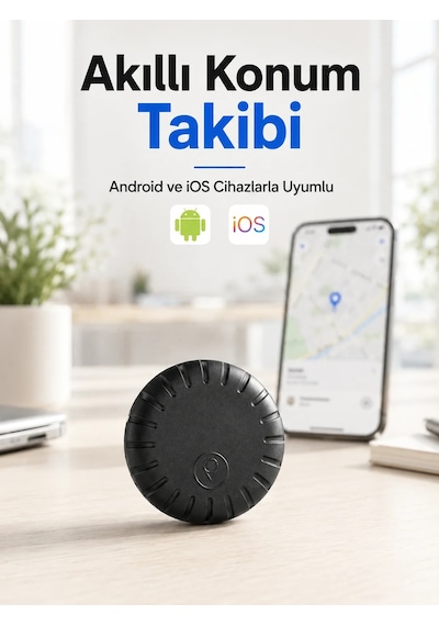 Akıllı Gps Takip Cihazı Android Ve Apple iOS Uyumlu 2 Yıl Pil Ömürlü Mini Konum Bulucu Siyah