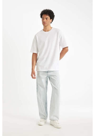 DeFacto Comfort Regular Fit Rahat Kesim Bisiklet Yaka Kısa Kollu Ağır Kumaş Basic Düz Tişört B4444AX24AUWT34