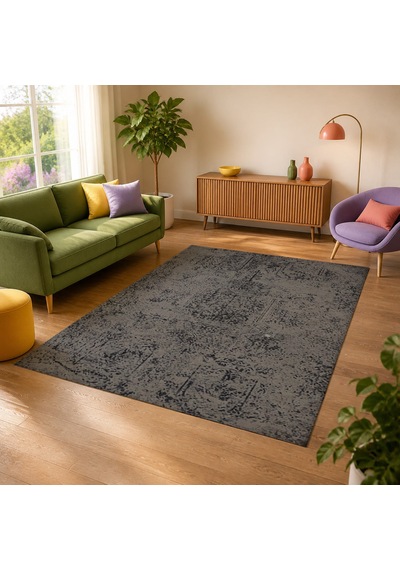 Kartela Halı Sina Halı Jüt Taban Dokuma Halı Antrasit - 100 X 150 Cm
