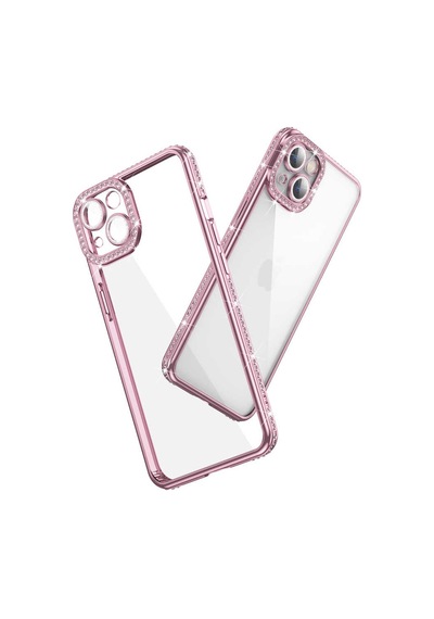 Apple Uyumlu iPhone 13 Kılıf Kamera Korumalı Taşlı Zore Mina Kapak Rose Gold
