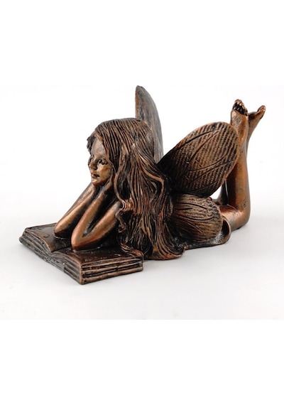Top Collection 4386 Minyatür Bahçe Ve Teraryum Peri Okuma Heykeli, Küçük, Bronz
