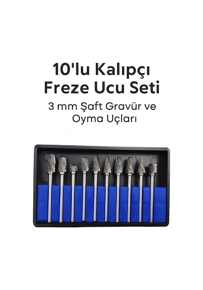 Senbang 10 Lu Kalıpçı Freze Ucu Seti Metal Ahşap Plastik İşleme 3 Mm Şaft Gravür Ve Oyma Ucu