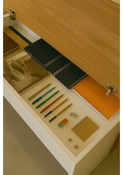 Yeni Nesil Genç Odası Çalışma Masası Mdf Ergonomik Tasarım Kitaplıklı Ve Kapaklı Model Beyaz