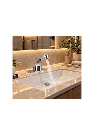 Rena Design Fotoselli Sensörlü Krom Lavabo Bataryasi Temassiz Otomatik Tasarruflu Modern Musluk Kuğu