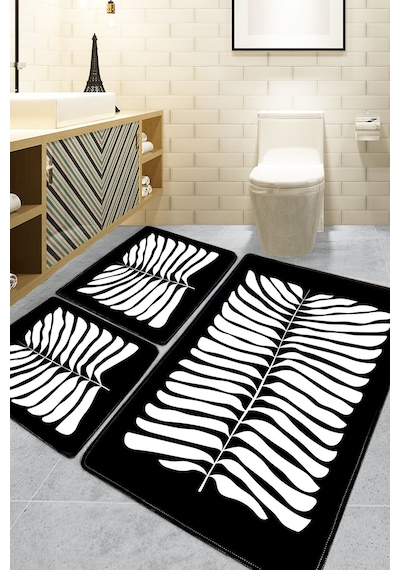 Mais Dolce Siyah 3'lü Set Banyo Paspası Djtbanyo Renkli