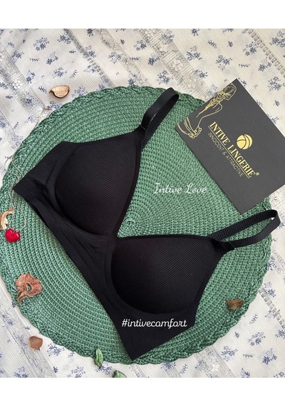 Softease V Yaka Balensiz Dikişsiz Lazer Kesim Rahat Soft Kumaştan Siyah