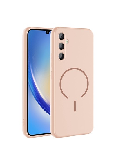 Zore Samsung Galaxy Uyumlu A24 Kılıf M-safe Şarj Özellikli Omsy Meta Kapak - Rose Pembe