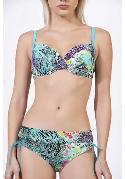 Endeep Kadın Balenli Destekli Desenli Mavi Bikini Takımı