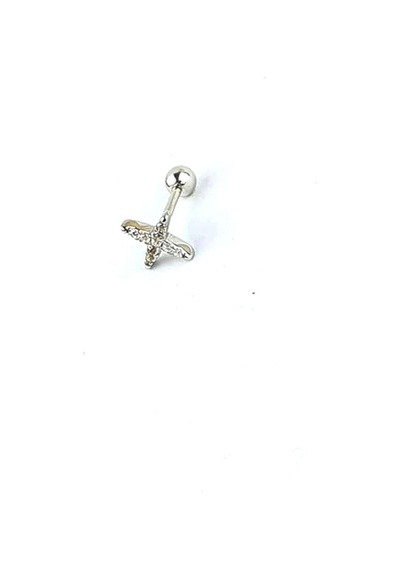 Zirkon Taş Detaylı Yıldız Figürlü 925ayar Gümüş Tragus Helix Kikirdak Piercing Gümüş