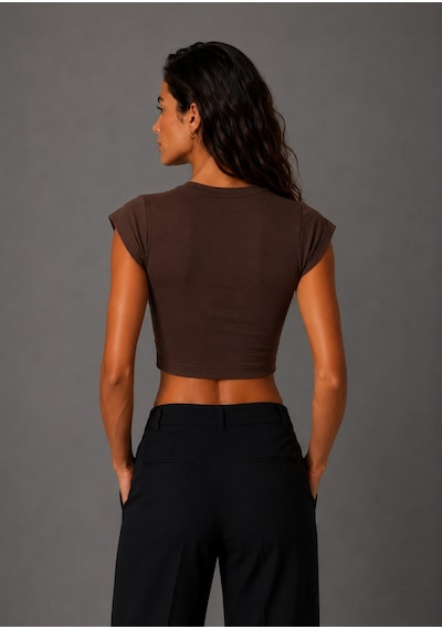 Parshey Kadın Crop Body Kısa Kollu Slim Fit Basic Crop Top Bisiklet Yaka Bluz Kahverengi Parshey Kadın Crop Body Kısa Kollu Slim Fit Basic Crop Top Bisiklet Yaka Bluz Kahverengi
