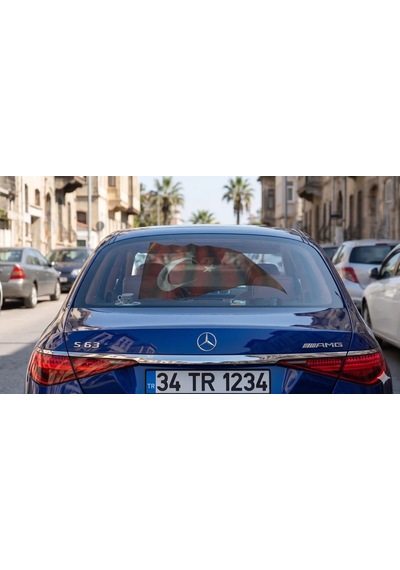 Araba Arkası İçin Dalgalı Türk Bayrağı Dijital Onewayvision Baskı