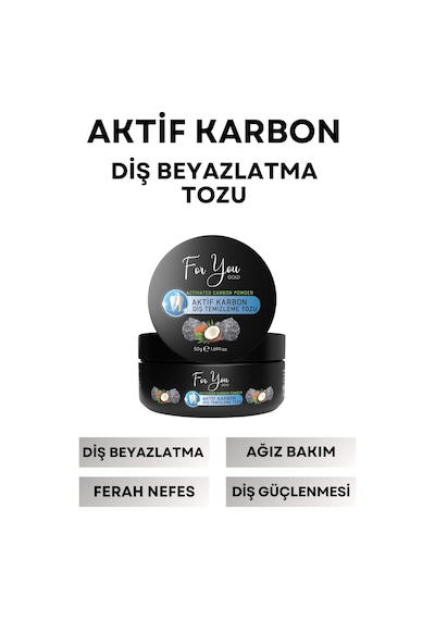 Aktif Karbon Diş Temizleme Tozu 50 Gr Extra Beyazlatıcı Diş Tozu + Nane
