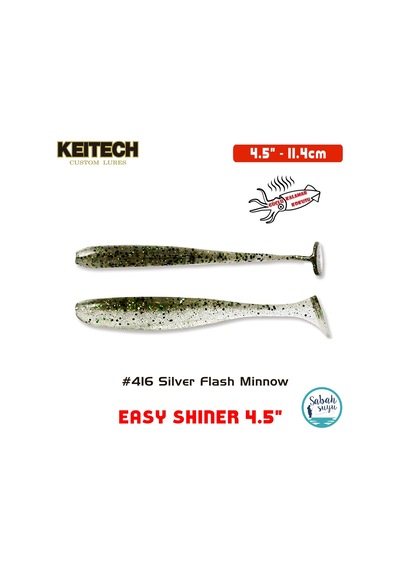 Keitech Easy Shiner 11.4cm (4.5") #416 Silver Flash Minnow Kokulu Silikon Balık