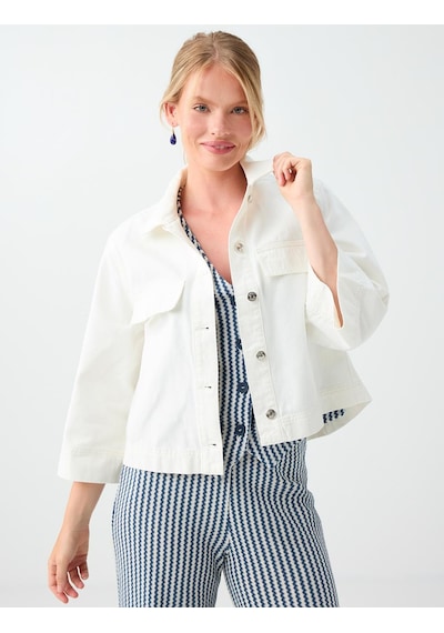 Jimmy Key Jimmy Key Beyaz %100 Pamuk Cep Detaylı Denim Ceket 6sw057112100