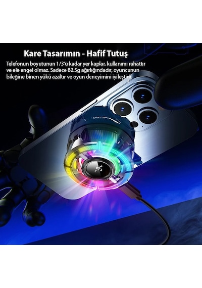 Memo Cx15 Apple Uyumlu iOS Android Soğutucu 15w Manyetik + Arka Klips 2'si 1 Arada Yarı İletken Soğutma Fanı Radyatörü