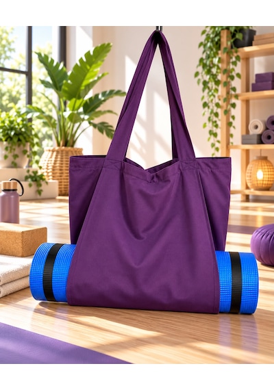 Mat Taşıma Çantası Yoga Fitness Silindir Antrenman Çantası - Çantalı Fermuarlı Mat Taşıma Çantası Mor