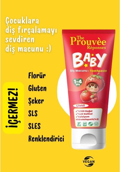 %100 Doğal Organik Bebek Ve Çocuk Diş Macunu 50 Ml Florürsüz Çürük Önleyici
