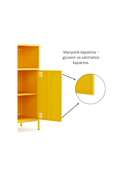 Pera Metal Dolap 2 Kapılı, Açık Raflı 80,50 X 40 X 109,50 Cm - Ral 1018 Sarı
