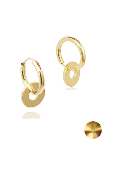 Brezza Lusso Jewelry 18k Serie Oro Sallantılı Halka Kadın Gümüş Küpe 14 Mm
