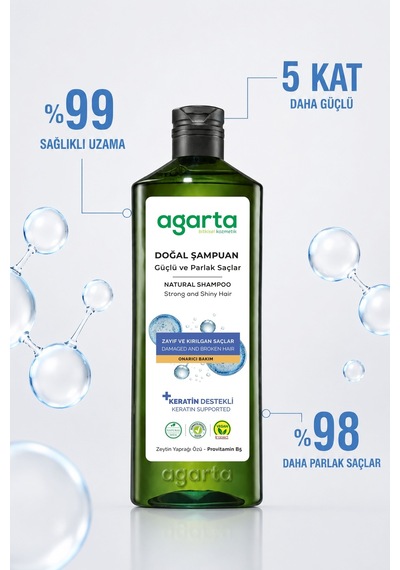 Agarta Güçlü Ve Parlak Saçlar İçin Bitkisel Tuzsuz Şampuan 400 ML